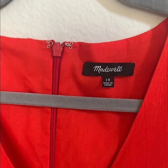 Madewell Vibrant Red V-Neck Dress size 10 - Picture 2 of 7